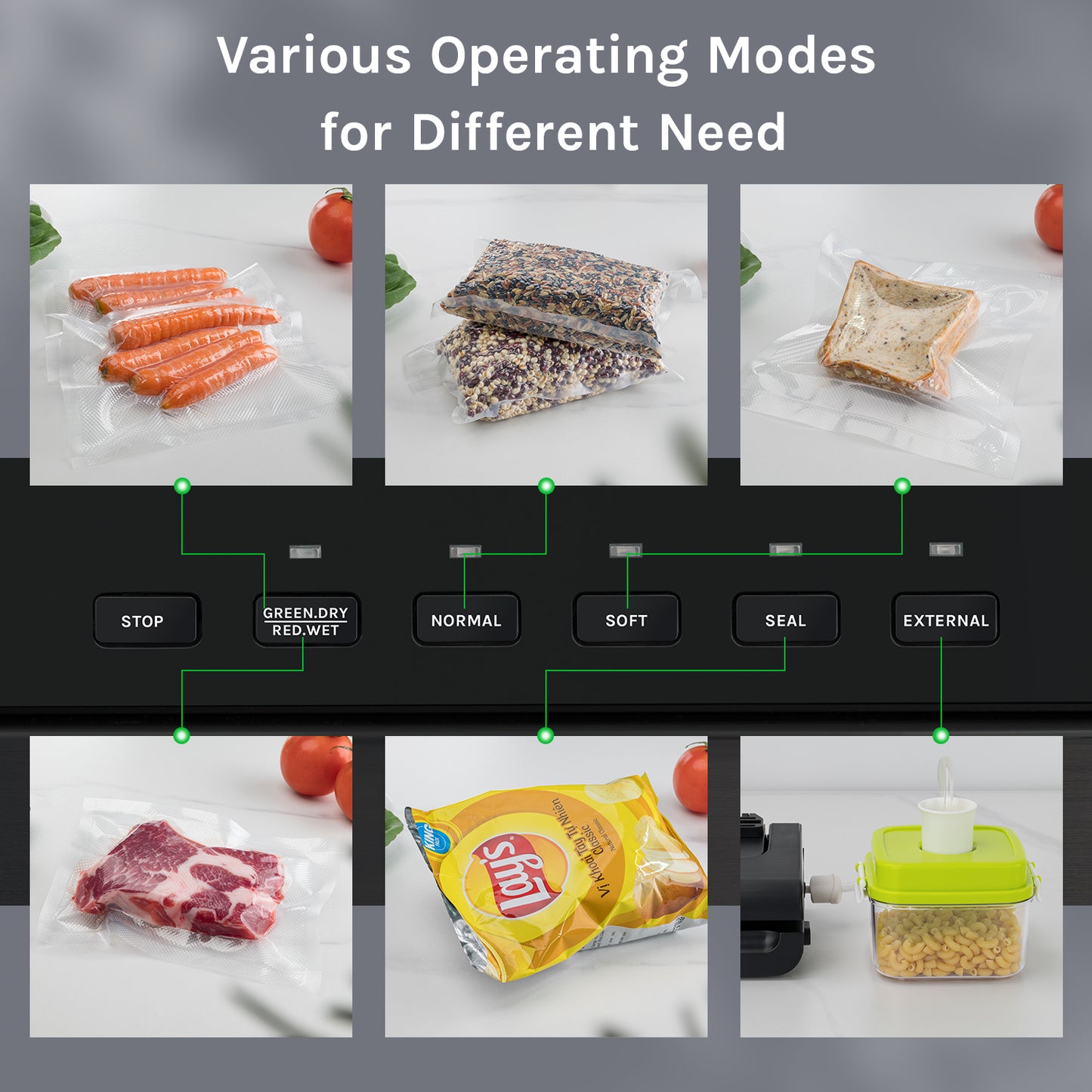 Mioos Vacuum Sealer Machine Built-in Cutter with Bar Roll, 10 Vacuum Bags, Suction Hose for Food Preservation Storage