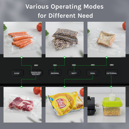 Mioos Vacuum Sealer Machine Built-in Cutter with Bar Roll, 10 Vacuum Bags, Suction Hose for Food Preservation Storage